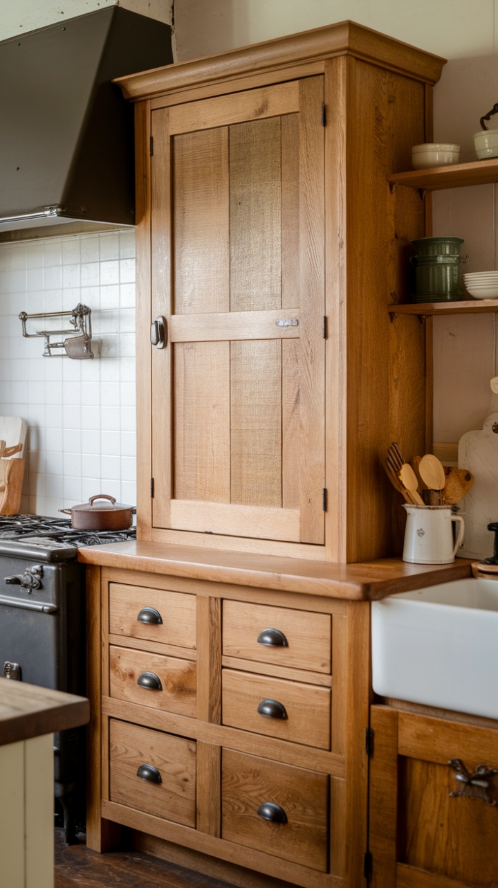 Rustic Charm: A Shaker-Style Farmhouse Cabinet for Cozy Kitchens