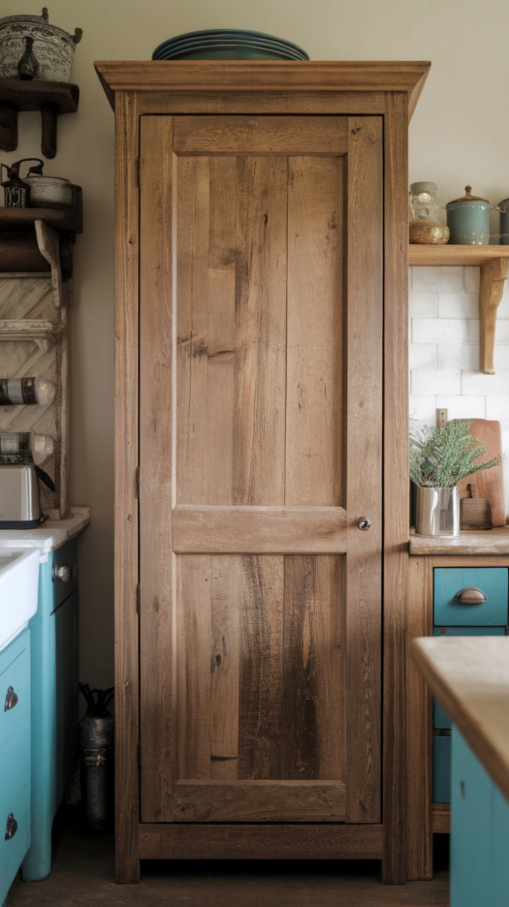 Rustic Charm: Shaker-Style Cabinet Enhances Farmhouse Kitchen
