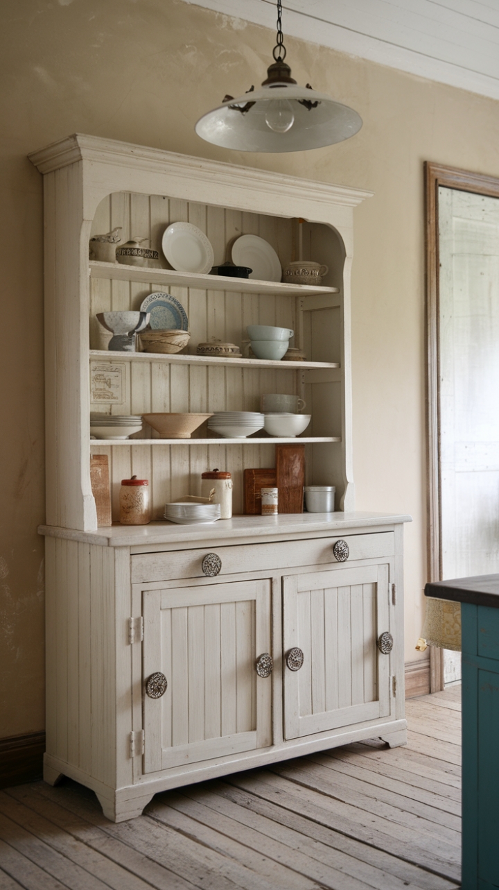 Rustic Charm: A White Shaker Kitchen with Vintage Details