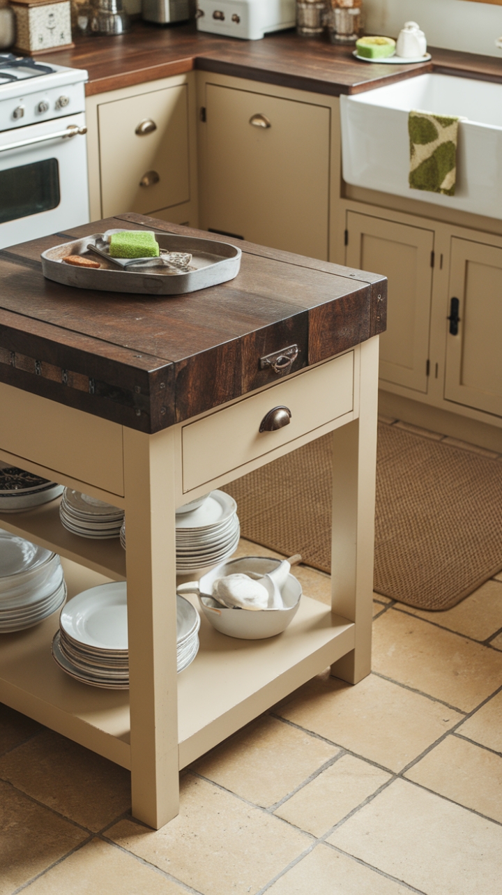 Charming Rustic Kitchen Island as the Heart of Cozy Elegance