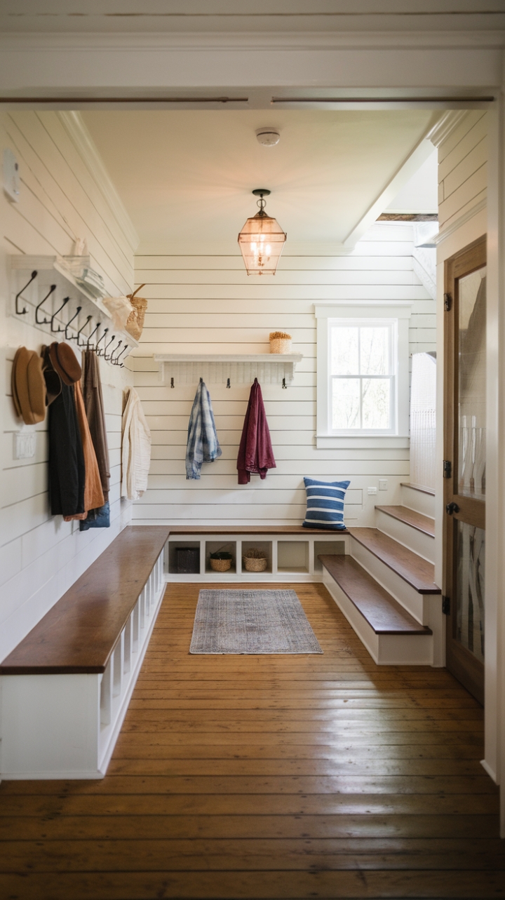 Charming Farmhouse Mudroom with Rustic Elegance