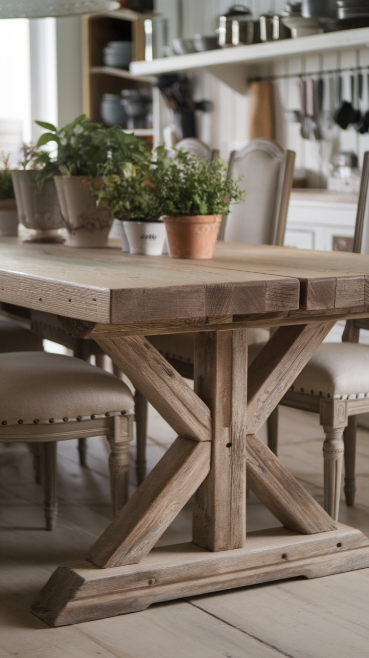 Heart of the Home: Distressed Wood Trestle Table in Country Style