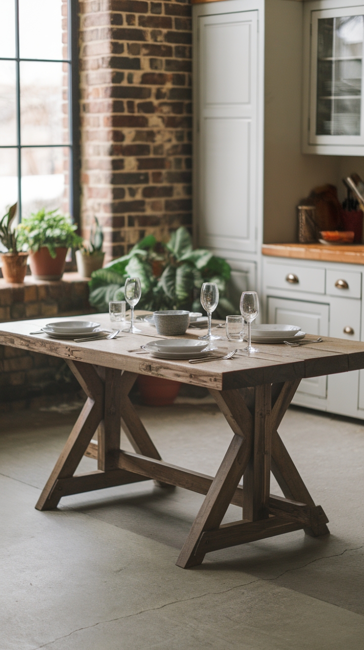 Reclaimed Wood and Exposed Brick Create a Stylish Dining Space