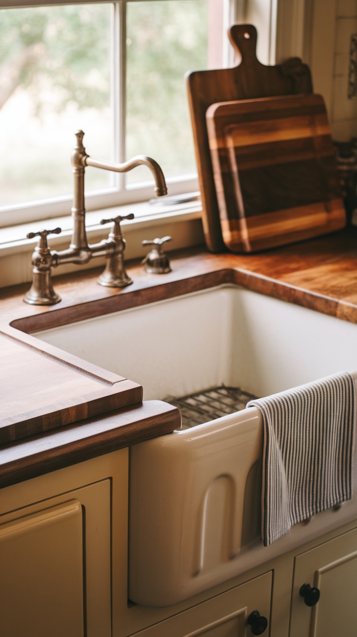 Timeless Fireclay Apron Sink Anchors Rustic Kitchen