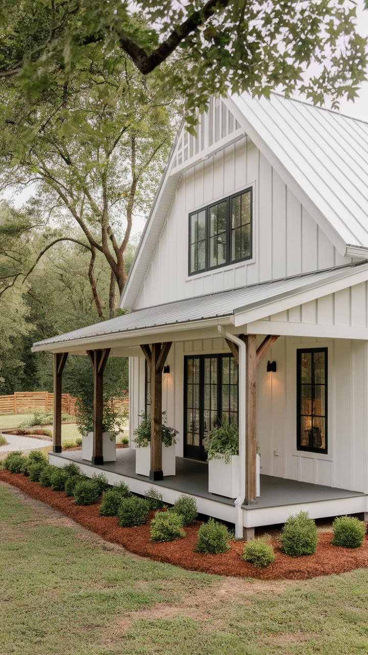 Charming Modern Farmhouse with Lush Landscape