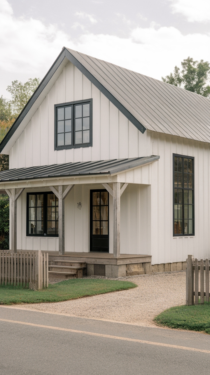 Charming White Farmhouse with Bold Black Accents