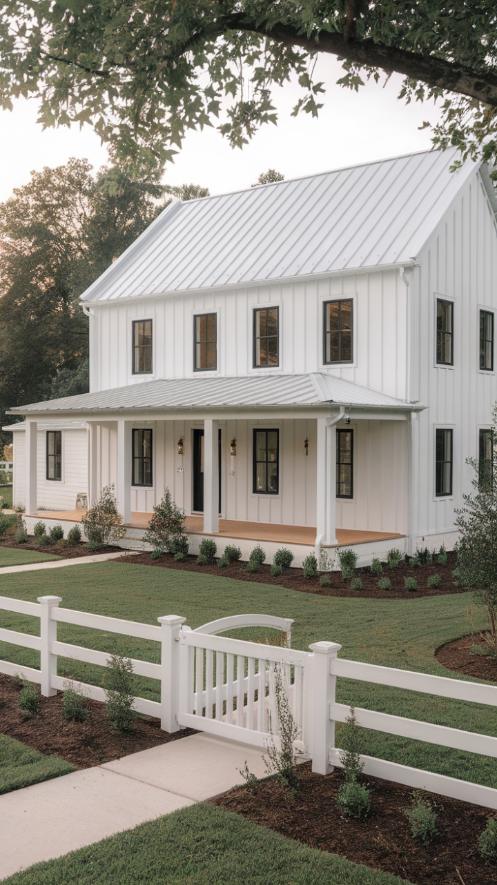 Classic Charm Meets Contemporary Style in a White Farmhouse with Black Details