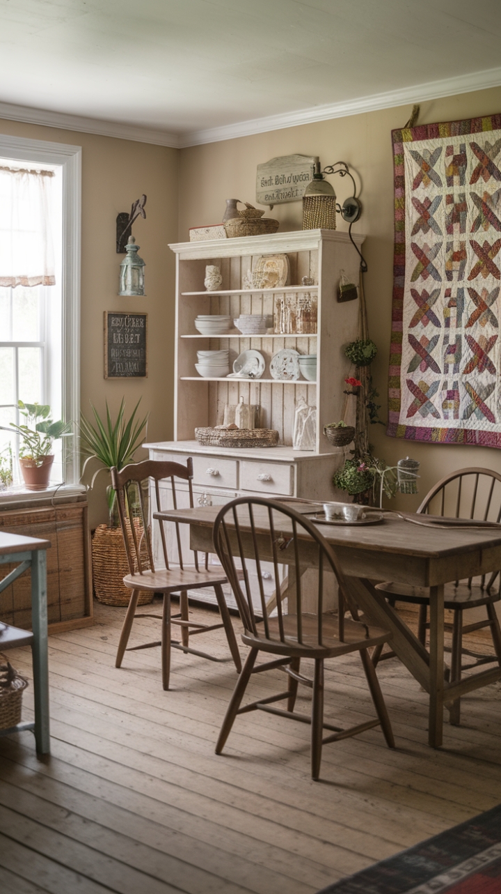 Cozy Shabby Chic Farmhouse Dining Space