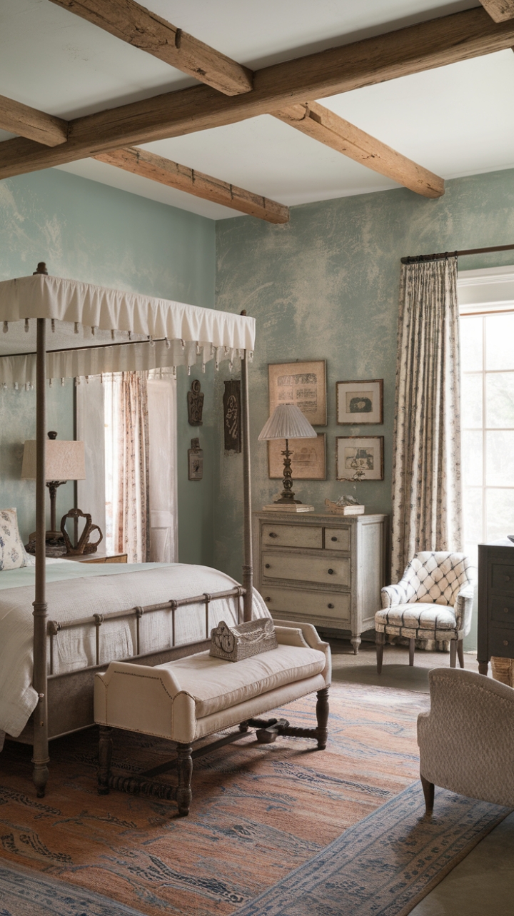 Vintage Farmhouse Elegance: A Cozy Bedroom Sanctuary