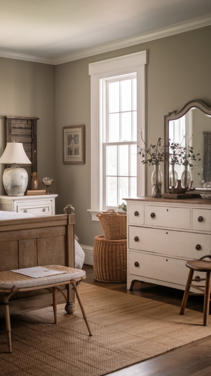 Charming Country Cottage Bedroom with Vintage Farmhouse and Shabby Chic Details