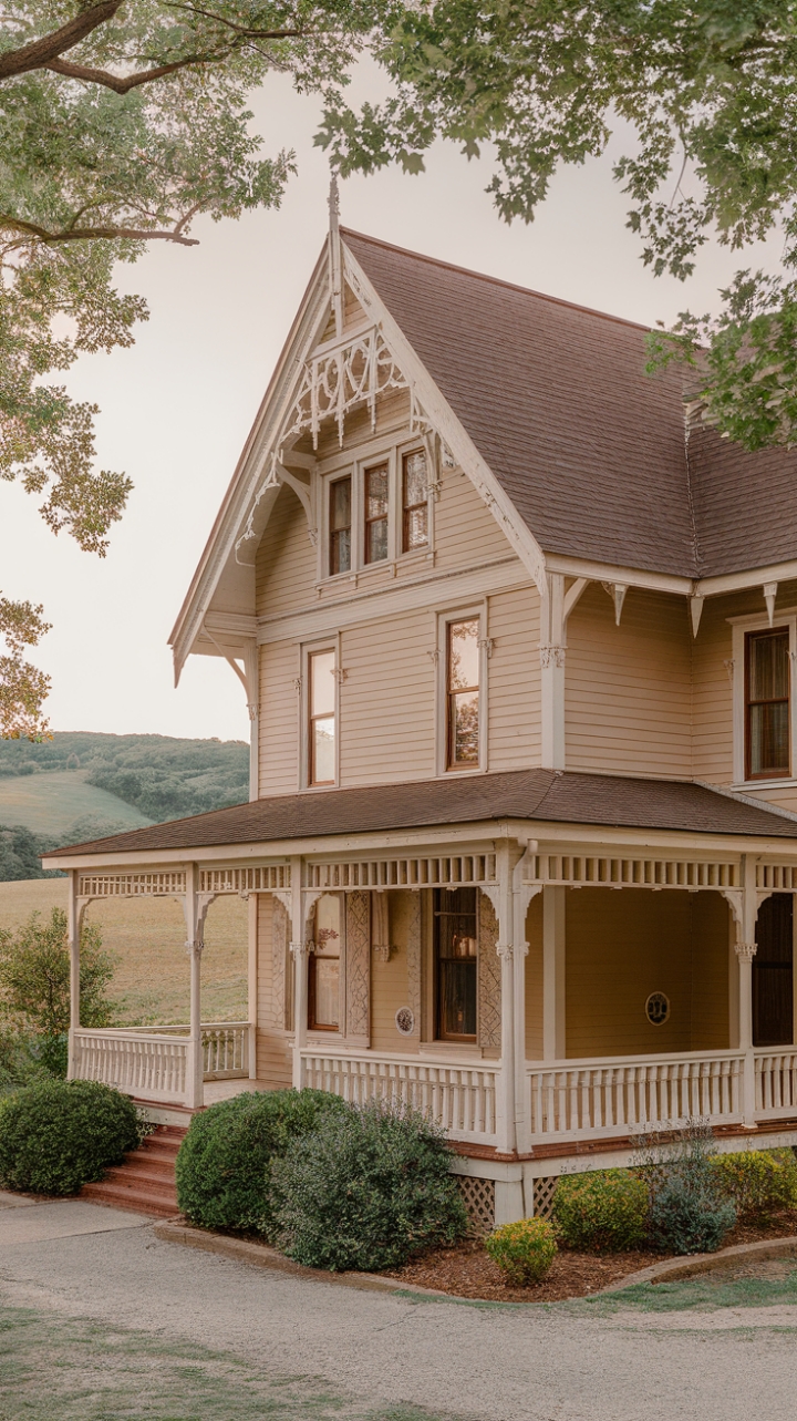 Rustic Elegance: A Historic Queen Anne Retreat with Wraparound Porch and Gabled Roof