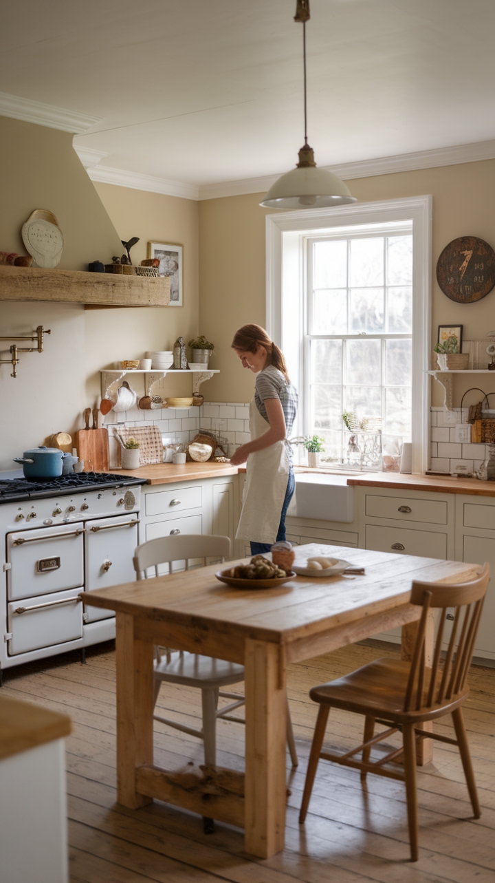 Cozy Farmhouse Kitchen with Natural Light and Rustic Details
