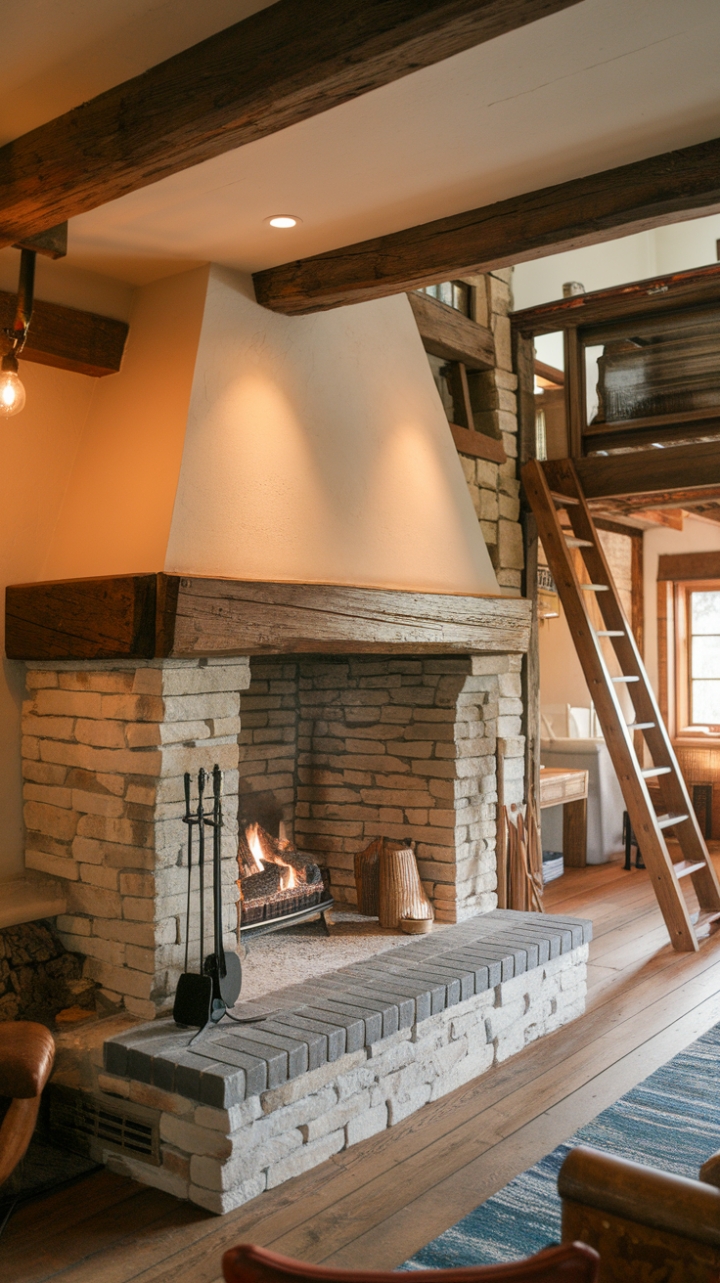 Timeless Warmth: A Cozy Farmhouse Fireplace Sanctuary