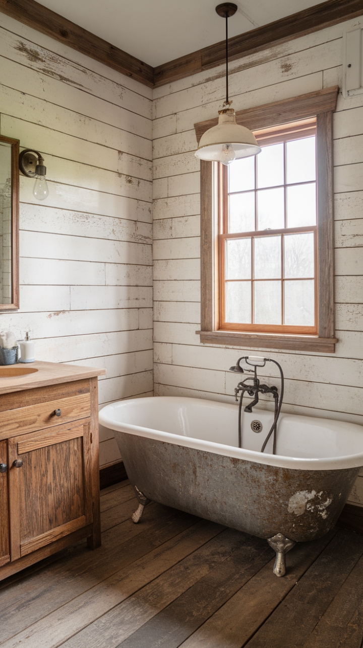 Rustic Charm: A Countryside Retreat with Shiplap Walls and Vintage Elegance
