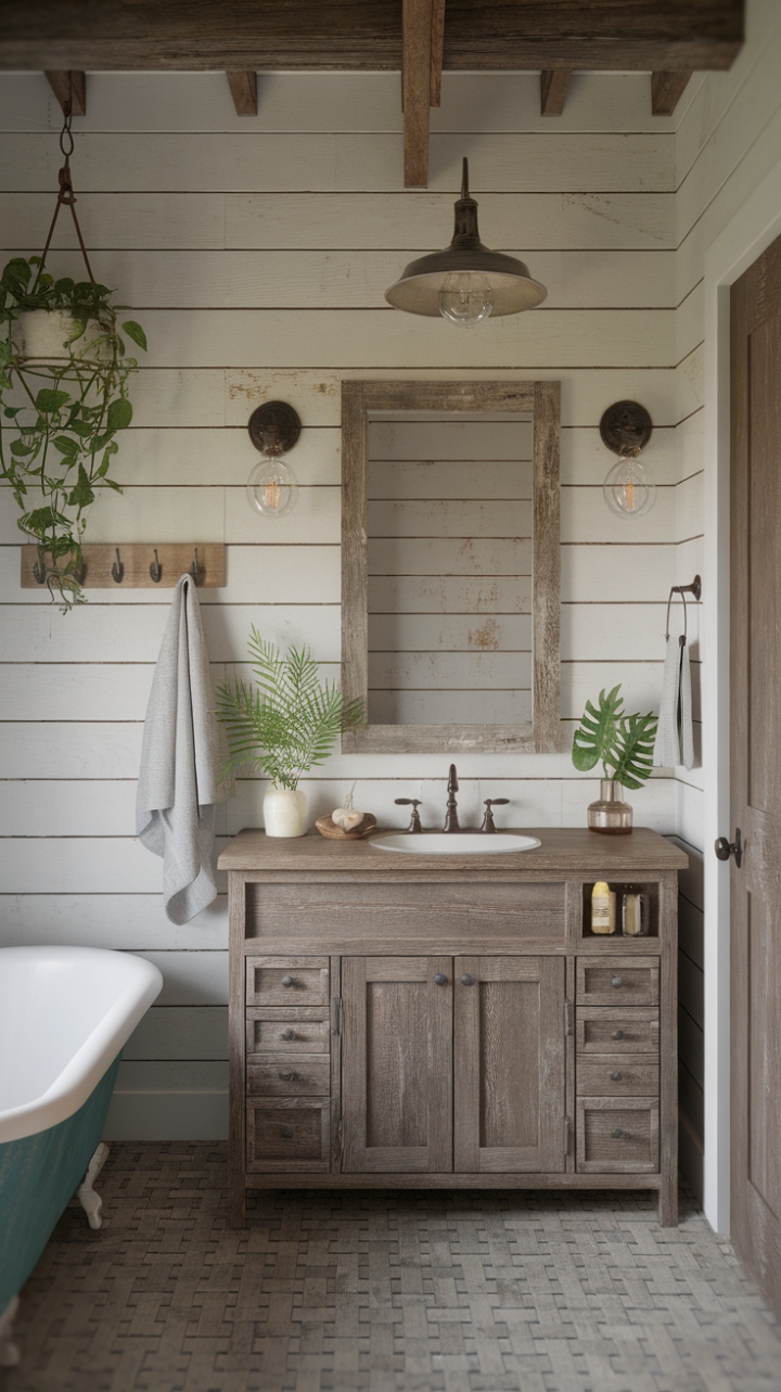 Timeless Country Elegance in a Rustic Farmhouse Bathroom