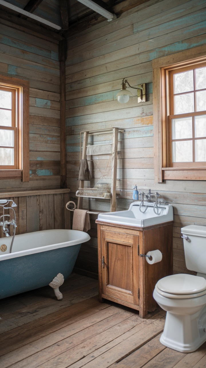 Charming Country Farmhouse Bathroom with Vintage Elegance