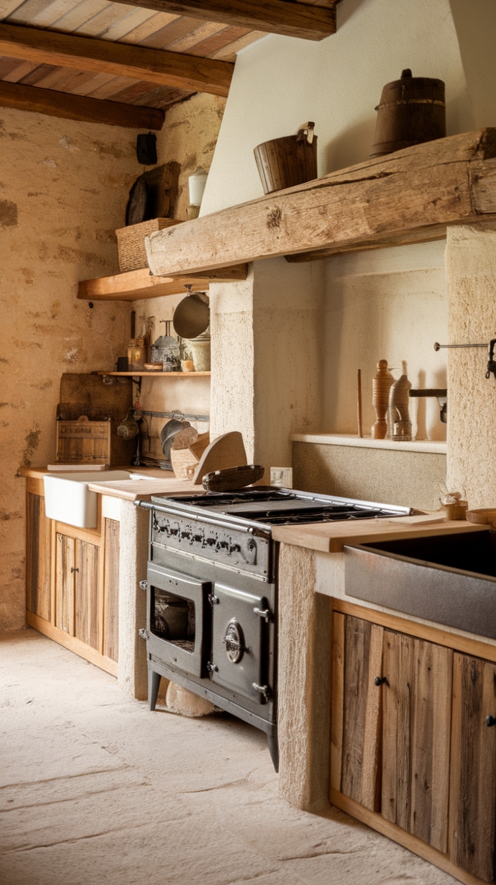 Timeless Charm: Warm Wood and Stone in a Rustic Kitchen