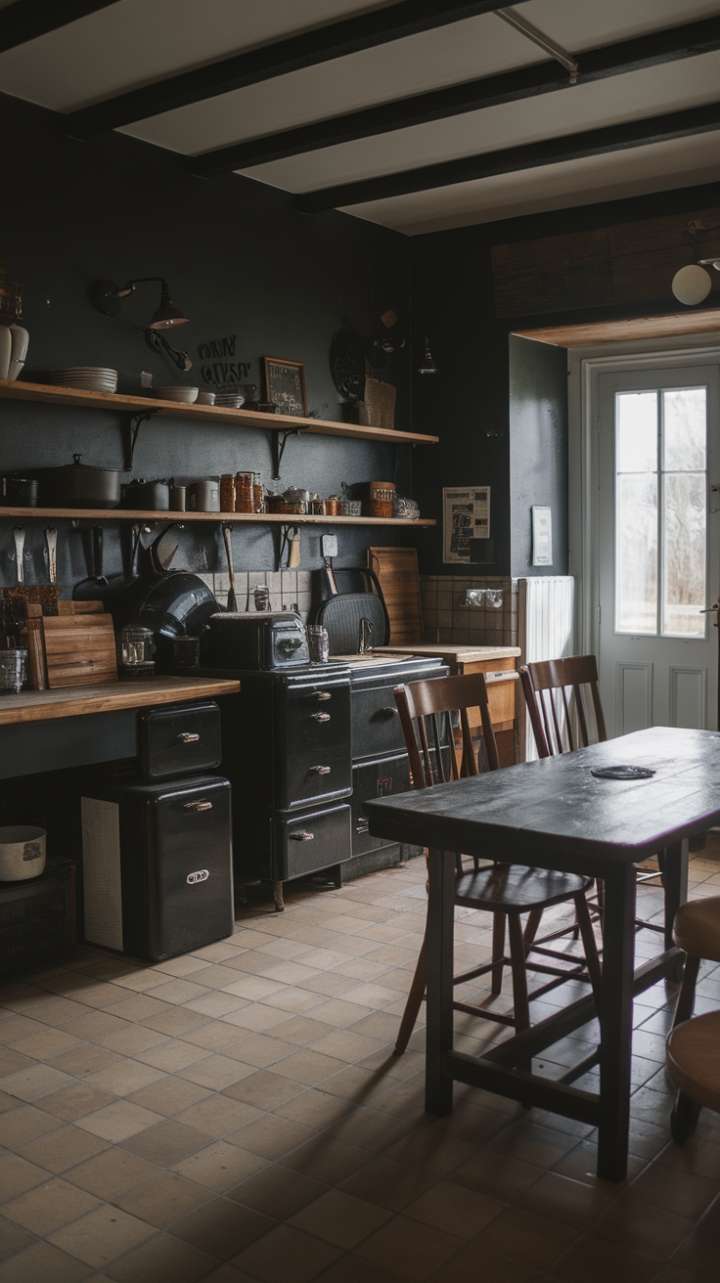 Rustic Sophistication: Embracing Drama in a Black Farmhouse Kitchen