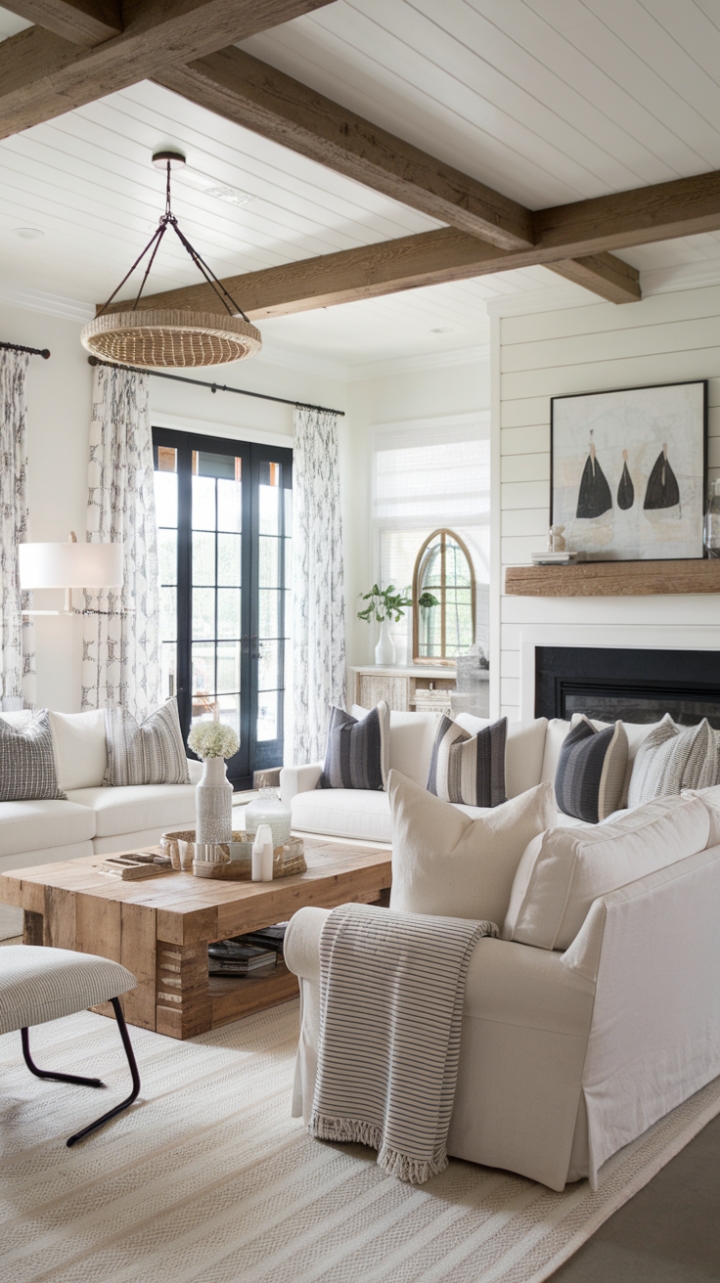 Modern Farmhouse Charm: A Cozy Transitional Living Room