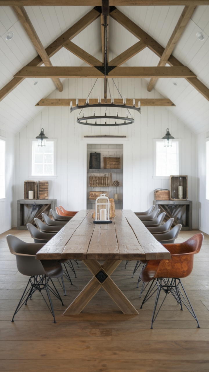Rustic Charm Meets Modern Elegance in a Farmhouse Dining Room