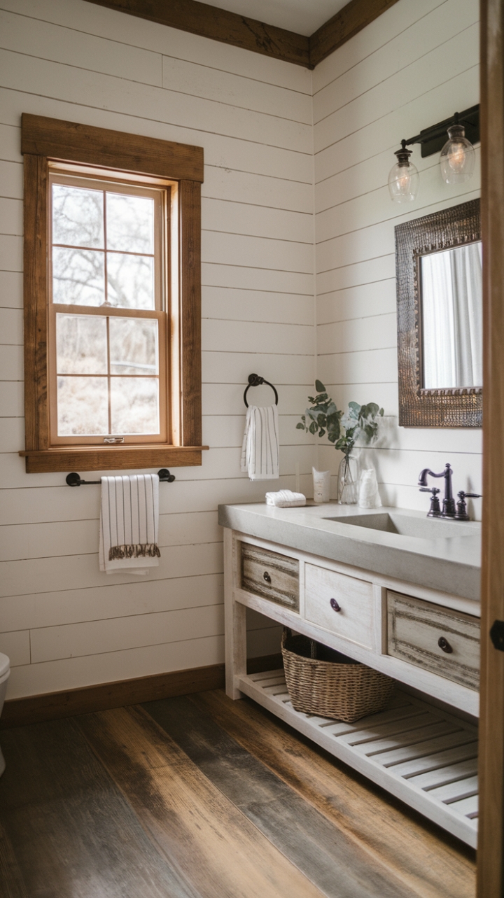 Rustic Charm Meets Modern Elegance in a Contemporary Farmhouse Bathroom