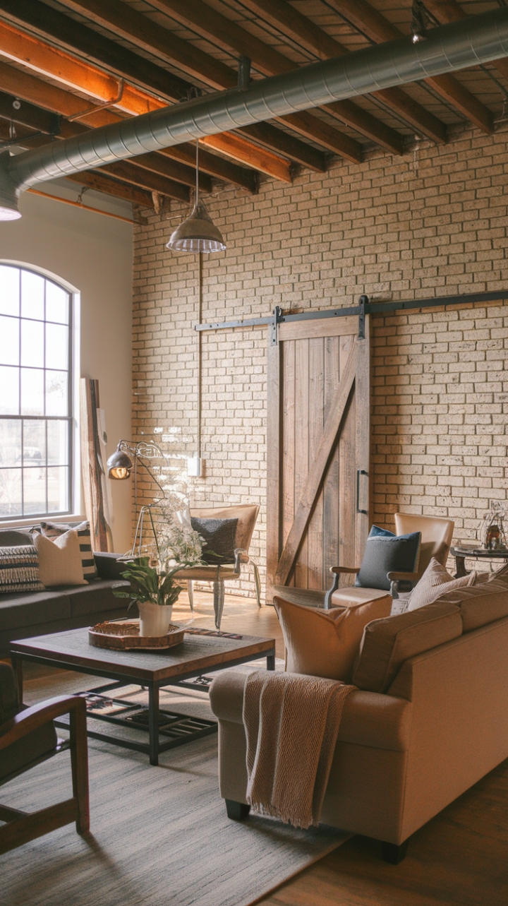 Industrial Charm with Reclaimed Wood and Exposed Brick
