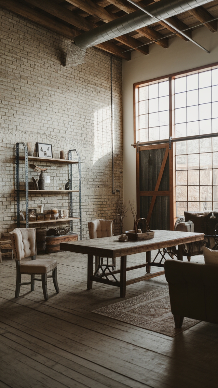 Rustic Industrial Living with Lofty Ceilings and Natural Light