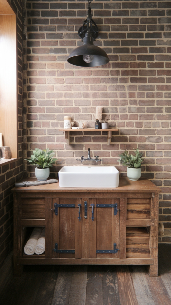 Rustic Meets Industrial: A Modern Farmhouse Bathroom