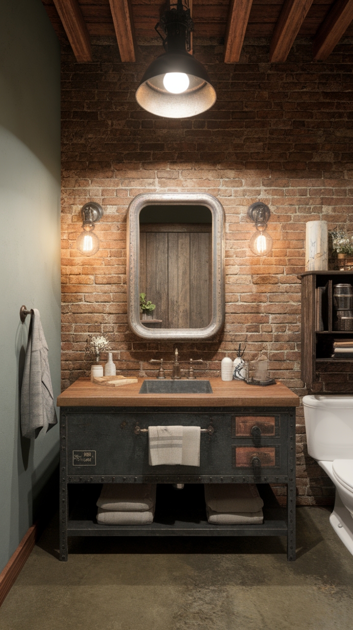 Blending Industrial and Farmhouse Styles for a Cozy, Stylish Bathroom