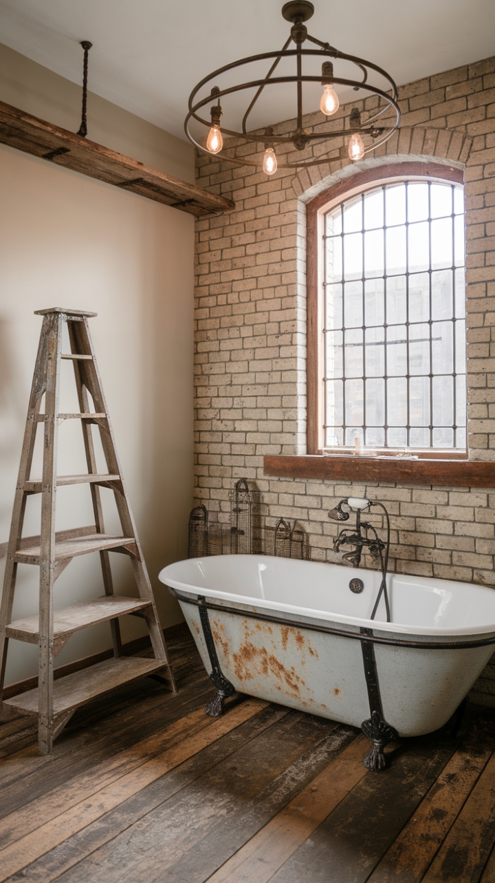 Industrial Charm with Rustic Warmth in the Master Bath