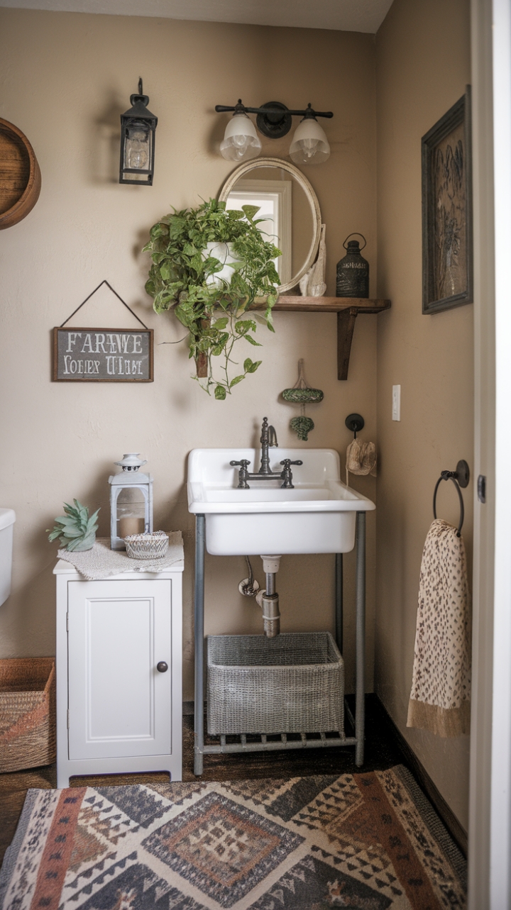 Rustic Charm: A Cozy Farmhouse Powder Room