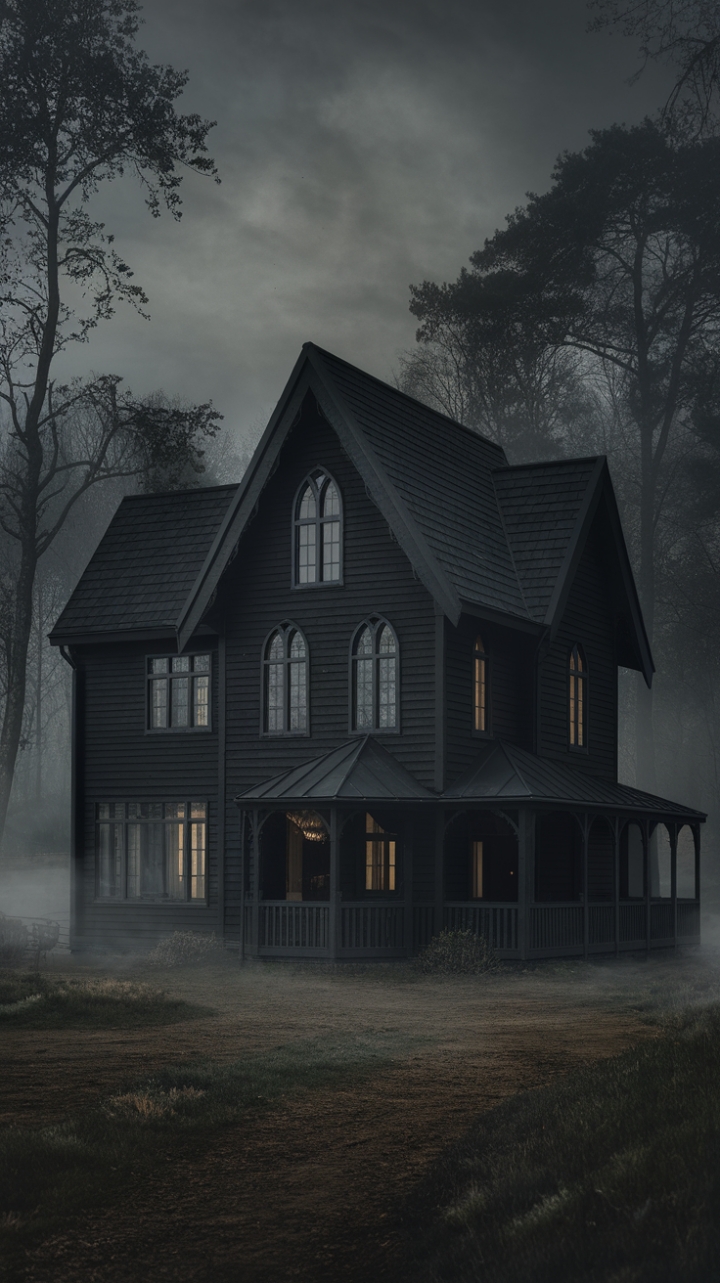 Dark Elegance: The Black Victorian Farmhouse with Gothic Flair