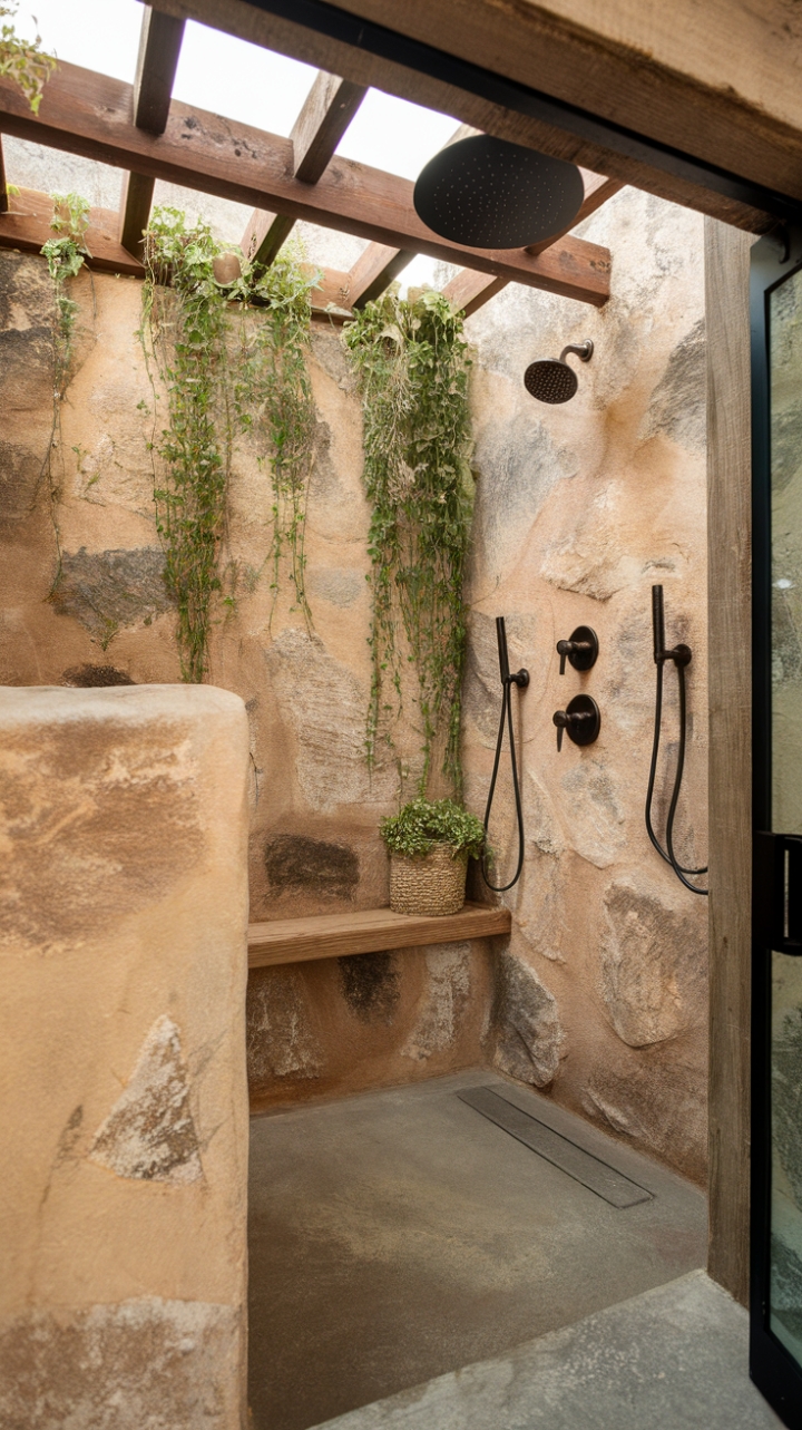 Modern Farmhouse Shower with Rustic Charm
