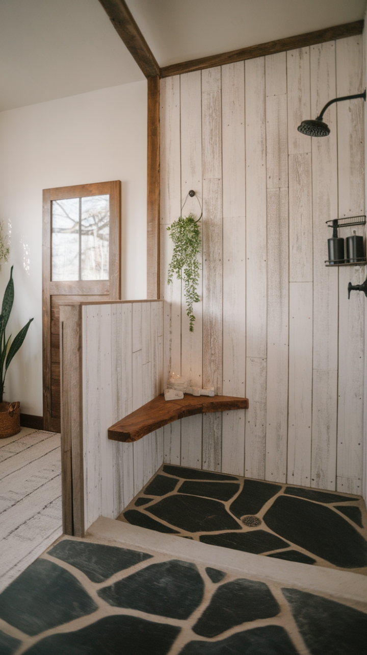 Rustic Elegance: A Farmhouse-Inspired Walk-In Shower