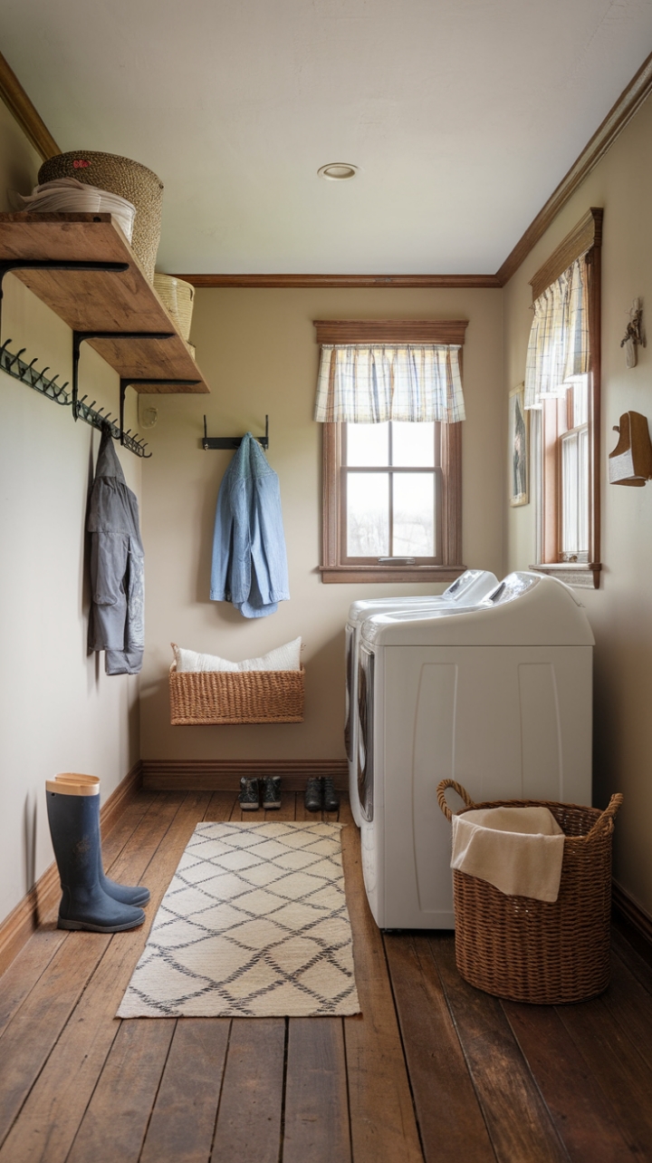 Cozy Farmhouse Laundry Space Blends Function and Style