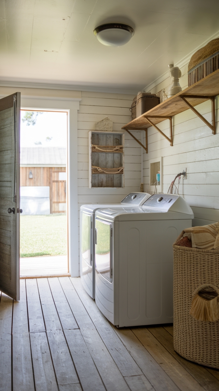 Charming Farmhouse Laundry Room with Rustic Touches