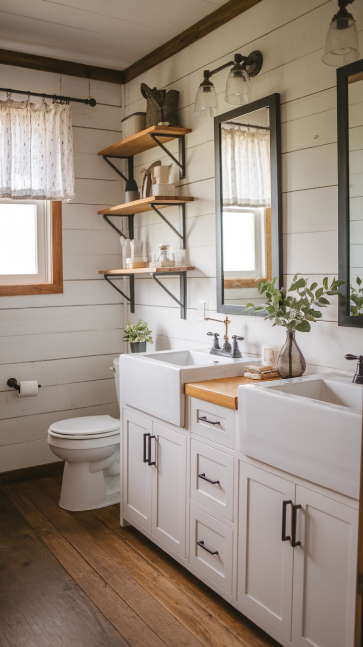 Timeless Charm: A Farmhouse Bathroom Blending Rustic and Modern Elements