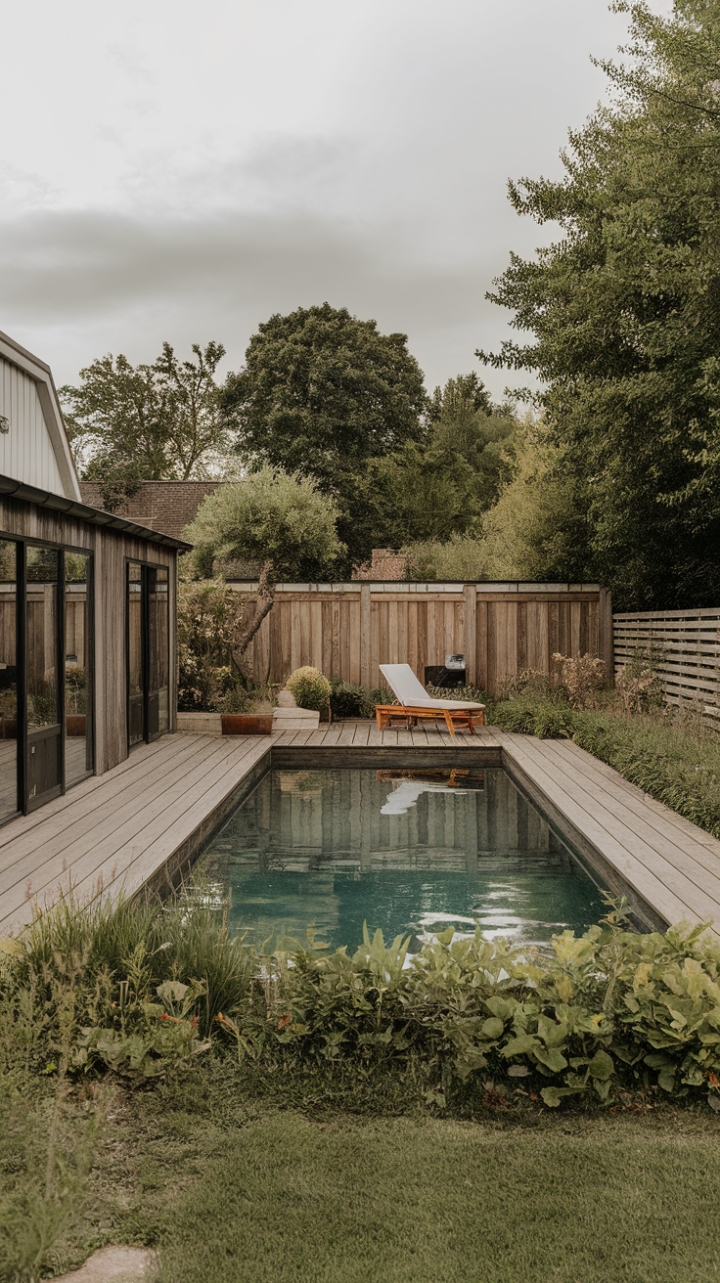 Rustic Pool Retreat: Modern Farmhouse Serenity