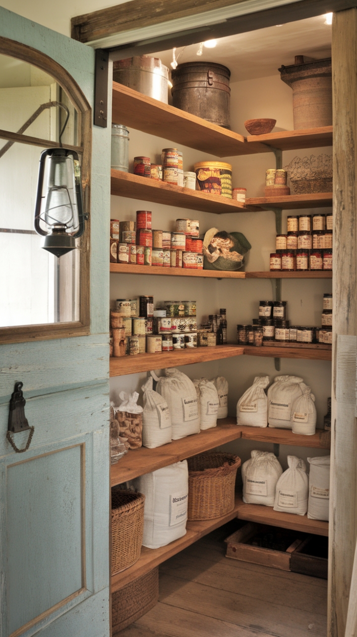 Vintage Lantern Illuminates a Cozy, Bounty-Filled Space