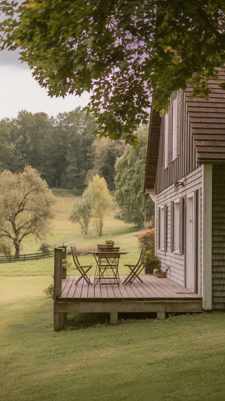 Tranquil Farmhouse Patio for Relaxation and Dining