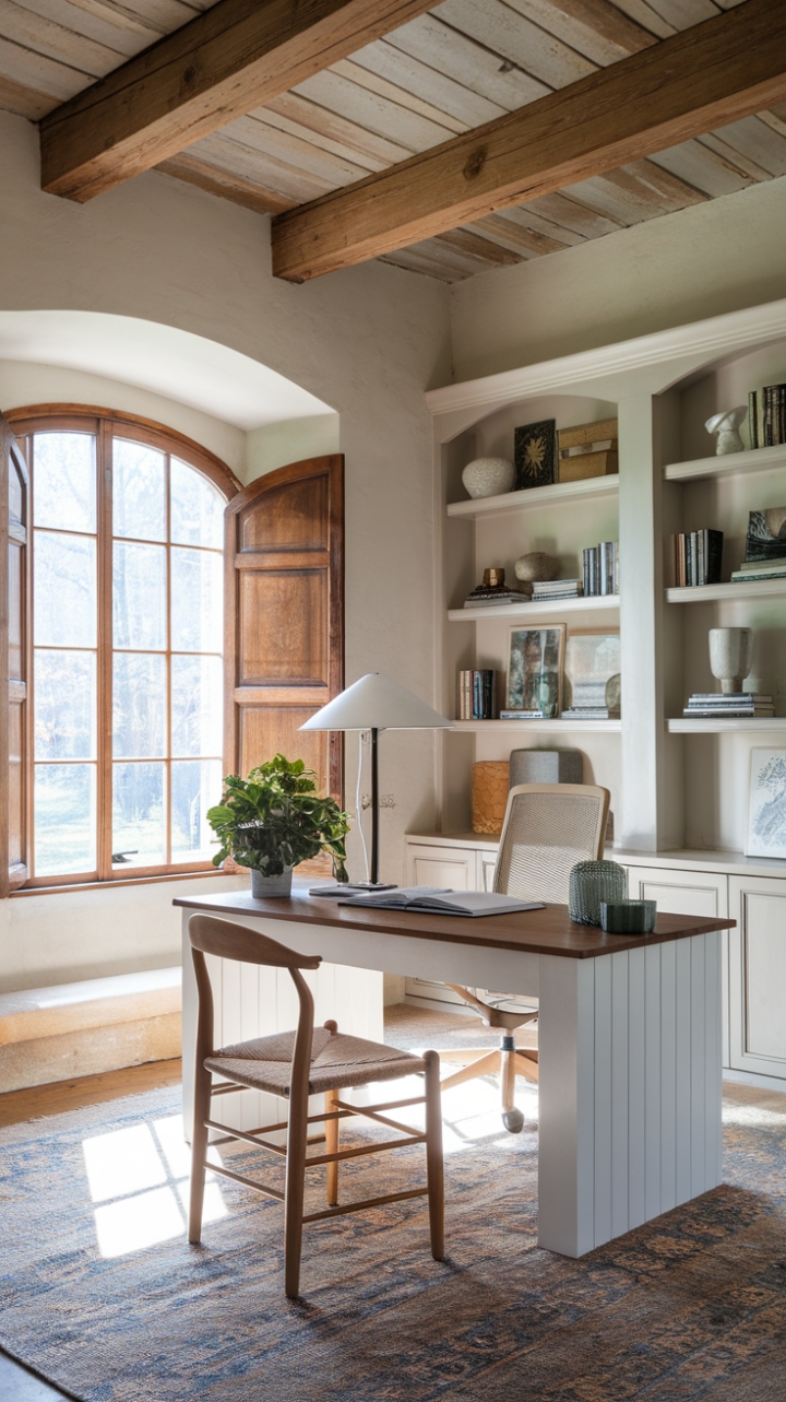 Charm and Function: A Serene Modern Farmhouse Workspace