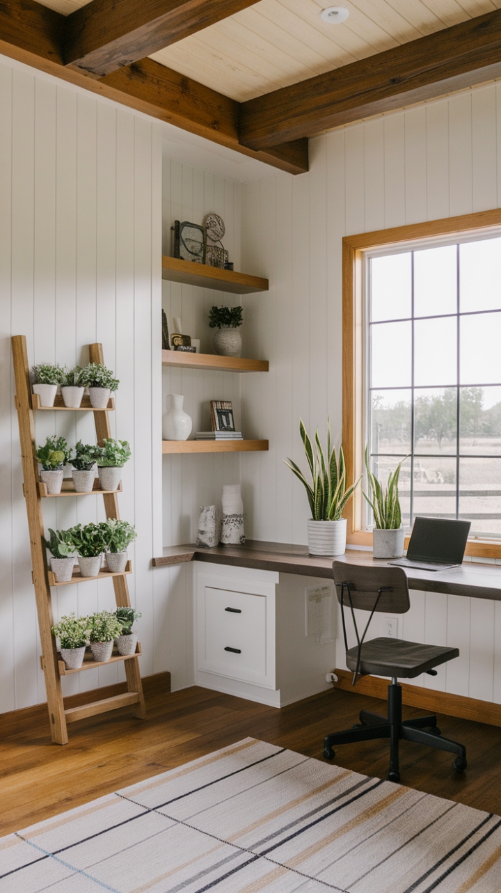 Modern Farmhouse Home Office with Natural Charm