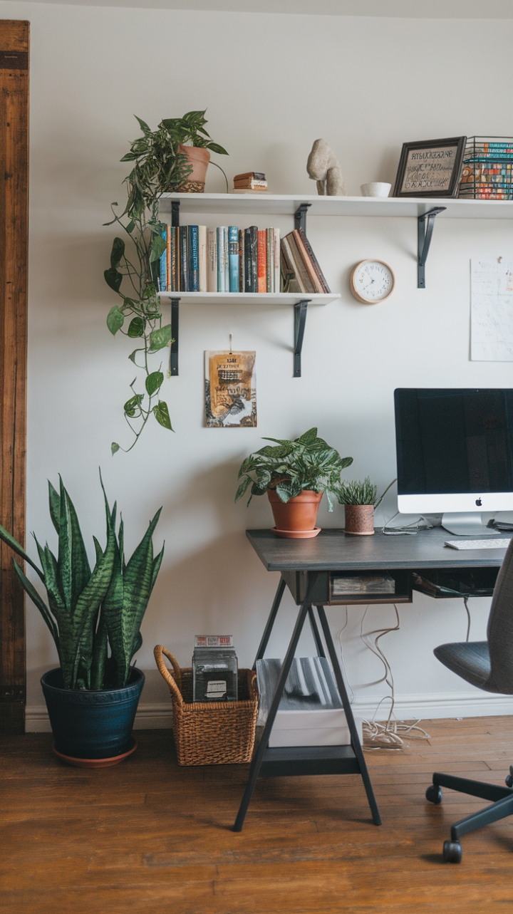 Rustic Charm Meets Modern Comfort in a Serene Farmhouse Office