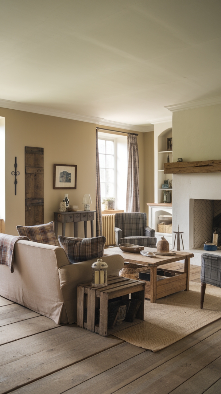 Rustic Charm Meets Cozy Comfort in this Farmhouse Living Space