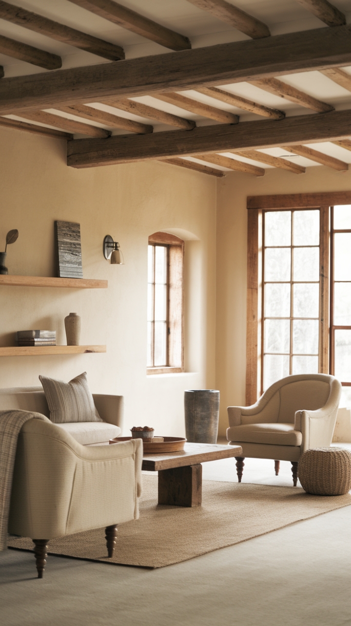Cozy Farmhouse Living Room with Rustic Charm