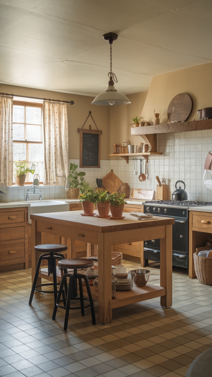 Charming Fusion: A Cozy Cottage Kitchen with Contemporary Flair