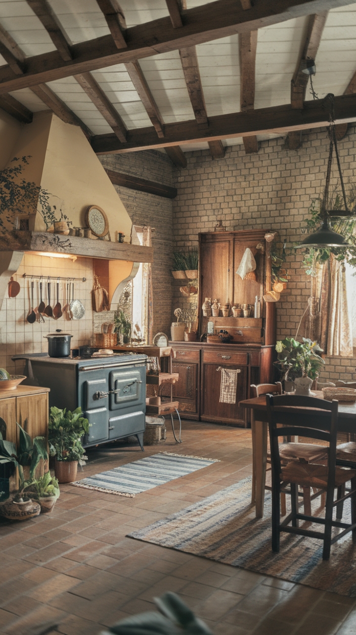 A Cozy Kitchen Retreat with Warm Wood and Vintage Charm