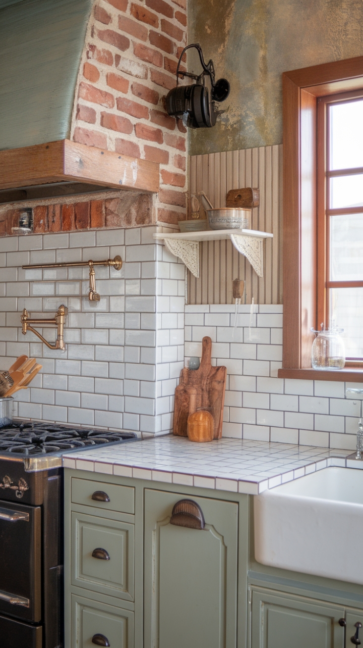 Rustic Charm: A Textured Kitchen Masterpiece