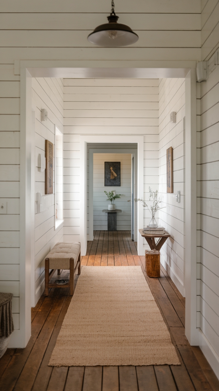 Cozy Elegance: Rustic Details and Stylish Touches in the Hallway