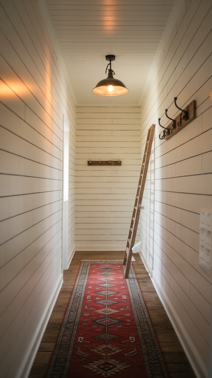 Rustic Farmhouse Hallway with Shiplap and Modern Touches